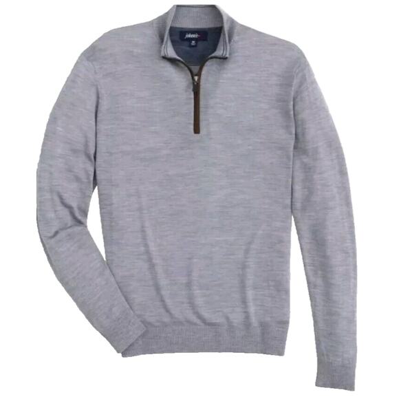 johnnie-O Baron Zip Pullover Sweater Men's 4XL Gray Lightweight Wool NEW NWT